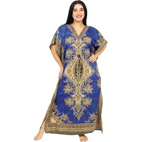 السيدات Long Kaftans Kimono Maxi Style Dresses Women في Cover Up (Teal الأزرق) in Saudi Arabia
