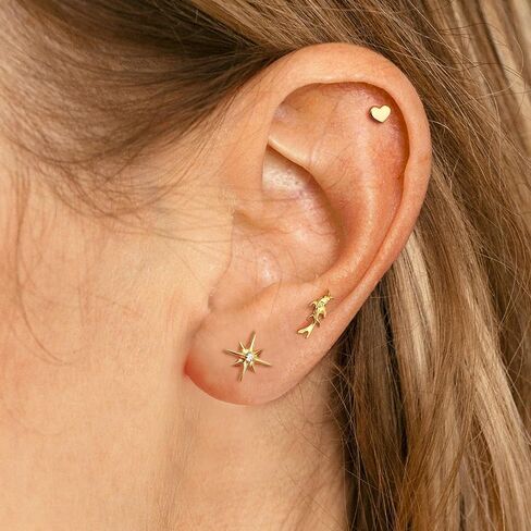 BodyBonita G23 Titanium Earrings - Hypoallergenic Flat Back Stud Earrings 16G Helix Conch Tragus Piercing Jewelry Internal Thread Cartilage Earrings for Women 6mm 8mm in Saudi Arabia