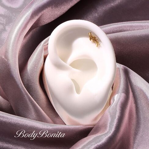 BodyBonita G23 Titanium Earrings - Hypoallergenic Flat Back Stud Earrings 16G Helix Conch Tragus Piercing Jewelry Internal Thread Cartilage Earrings for Women 6mm 8mm in Saudi Arabia