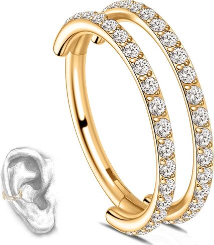 G23 Titanium مزدوج/ثنائي محارة محارة مجوهرات: حلقات طوق الأنف 16G in Kuwait