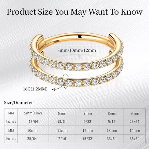 G23 Titanium مزدوج/ثنائي محارة محارة مجوهرات: حلقات طوق الأنف 16G in Kuwait