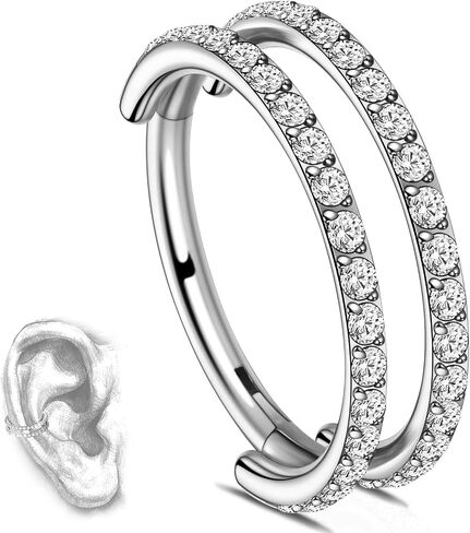 G23 Titanium مزدوج/ثنائي محارة محارة مجوهرات: حلقات طوق الأنف 16G in Kuwait