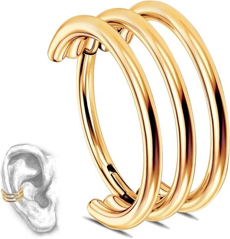 G23 Titanium مزدوج/ثنائي محارة محارة مجوهرات: حلقات طوق الأنف 16G in Kuwait