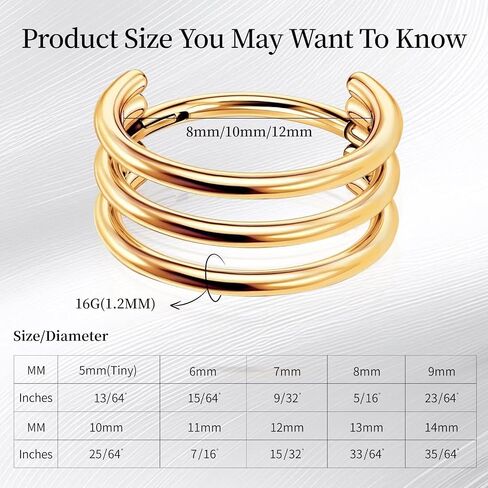 G23 Titanium مزدوج/ثنائي محارة محارة مجوهرات: حلقات طوق الأنف 16G in Kuwait
