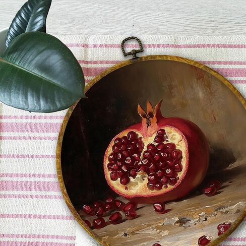 Mcehtle Vintage Mouse and Strawberry Wall Art Decor, Botanical Fruit Kitchen Framed Canvas Prints 10x10, Moody Nature Strawberries Modern Round Wall Hanging Artwork Decorations for Dining Roomc in Kuwait