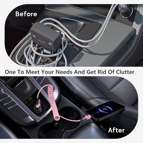 4 في 1 كابل شحن - 65W -4FT CABLE CLEAL CABLE ، كابل USB إلى USB C للسيارة ، متوافق مع الهواتف الذكية 、 الكمبيوتر المحمول والمزيد من الأجهزة ، 2 عبوة (أزرق) in Kuwait