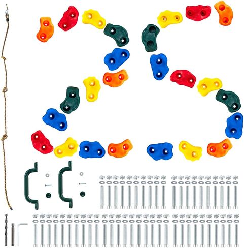 VEVOR 72 Rock Climbing Holds for Kids and Adults, Multi-Colored Climbing Rock Wall Grips for Indoor and Outdoor Playground Play Set - Mounting Hardware Kit Included in Kuwait