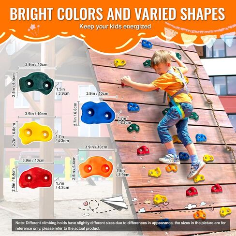 VEVOR 72 Rock Climbing Holds for Kids and Adults, Multi-Colored Climbing Rock Wall Grips for Indoor and Outdoor Playground Play Set - Mounting Hardware Kit Included in Kuwait