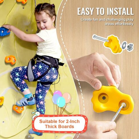 VEVOR 72 Rock Climbing Holds for Kids and Adults, Multi-Colored Climbing Rock Wall Grips for Indoor and Outdoor Playground Play Set - Mounting Hardware Kit Included in Kuwait