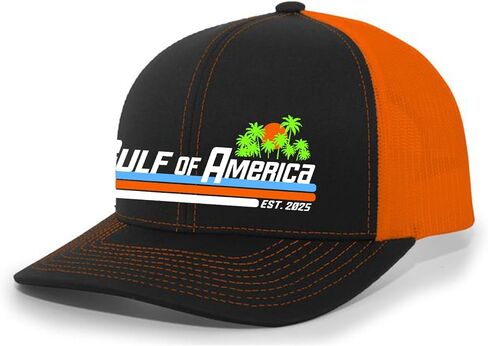 Trenz Shirt Company Gulf of America Sunset Palm Trees Mens Embroidered Mesh Back Trucker Hat in Saudi Arabia