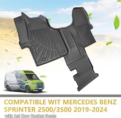 Floor Mats for Mercedes Benz Sprinter 2500/3500 2019-2025 with 1st Row Bucket Seats, All-Weather Front Row Set TPE Rubber Floor Liners, Driver & Passenger Accessories Heavy Duty Black Car Mats in Saudi Arabia