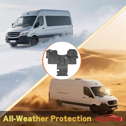 Floor Mats for Mercedes Benz Sprinter 2500/3500 2019-2025 with 1st Row Bucket Seats, All-Weather Front Row Set TPE Rubber Floor Liners, Driver & Passenger Accessories Heavy Duty Black Car Mats in Saudi Arabia