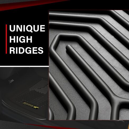 Cheda TPE Floor Mats Pargs Parners All-Weather Protection متوافقة مع Toyota Tundra Double Cab Pickup 2007-2011/Fits Toyota Tundra Crawmax Cab Bickup 2007-2011 Front & 2nd 3pcs in Kuwait
