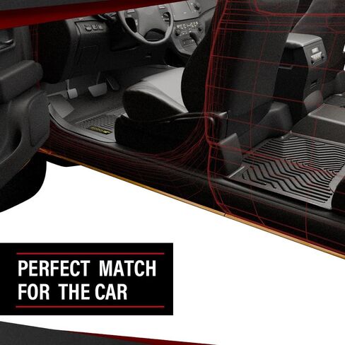 Cheda TPE Floor Mats Pargs Parners All-Weather Protection متوافقة مع Toyota Tundra Double Cab Pickup 2007-2011/Fits Toyota Tundra Crawmax Cab Bickup 2007-2011 Front & 2nd 3pcs in Kuwait