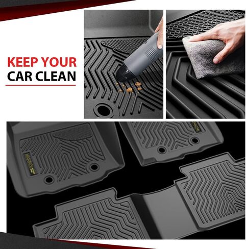 Cheda TPE Floor Mats Pargs Parners All-Weather Protection متوافقة مع Toyota Tundra Double Cab Pickup 2007-2011/Fits Toyota Tundra Crawmax Cab Bickup 2007-2011 Front & 2nd 3pcs in Kuwait