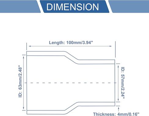 X AutoHaux 1 PCs مستقيم من خرطوم السيليكون مقرن سيليكون 57-63 مم/2.24 "-2.48" معرف 100 مم/3.94 " in Saudi Arabia
