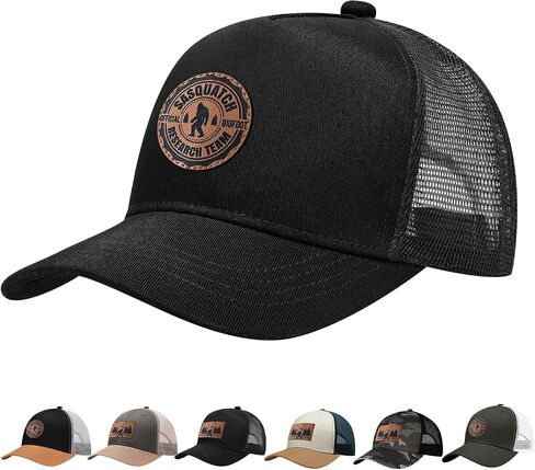Bigfoot Hat with Leather Sasquatch Baseball Cap for Men Boy Gifts for Dad Hats Sports Trucker Caps in Kuwait