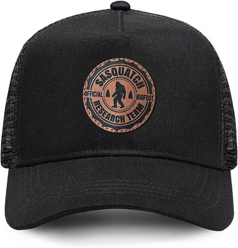 Bigfoot Hat with Leather Sasquatch Baseball Cap for Men Boy Gifts for Dad Hats Sports Trucker Caps in Kuwait