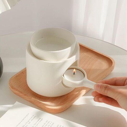 Ceramic Fragrance lamp with Tea Light Holder,Wax Melt Warmer Candle Tealight Ceramic Wax Burner,Frosted Material (White) in Saudi Arabia