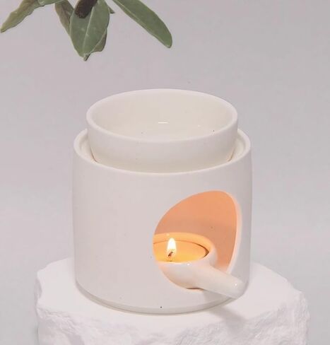 Ceramic Fragrance lamp with Tea Light Holder,Wax Melt Warmer Candle Tealight Ceramic Wax Burner,Frosted Material (White) in Saudi Arabia
