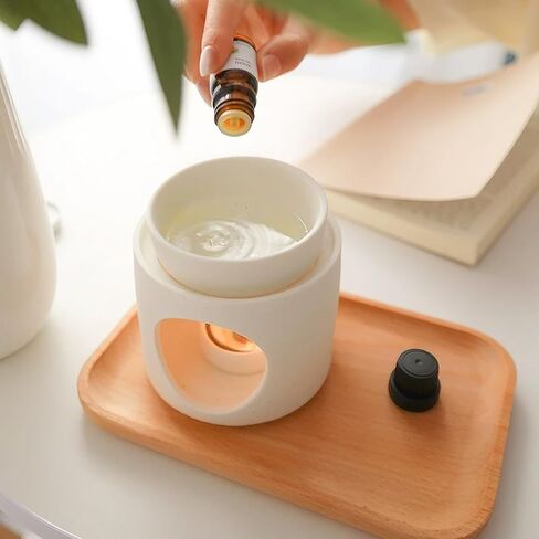 Ceramic Fragrance lamp with Tea Light Holder,Wax Melt Warmer Candle Tealight Ceramic Wax Burner,Frosted Material (White) in Saudi Arabia