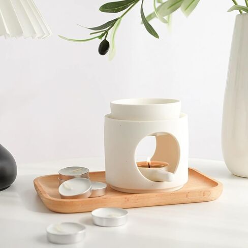 Ceramic Fragrance lamp with Tea Light Holder,Wax Melt Warmer Candle Tealight Ceramic Wax Burner,Frosted Material (White) in Saudi Arabia
