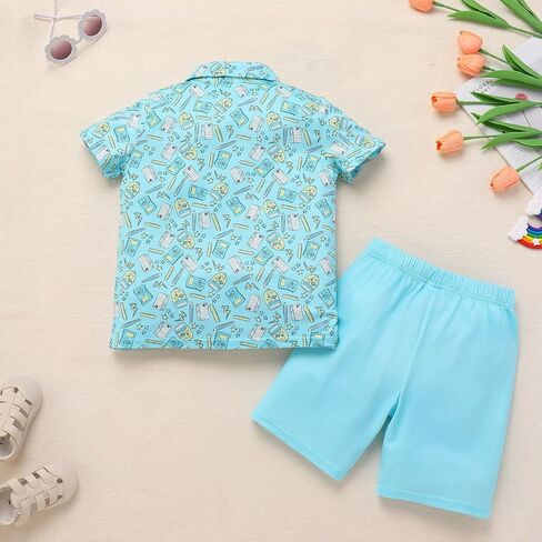 ODASDO Boys Back to School Outfit Pencil Printed Short Sleeve T-shirt Tops and Shorts Set Kids Preschool Kindergarten Clothes in Saudi Arabia