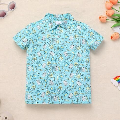ODASDO Boys Back to School Outfit Pencil Printed Short Sleeve T-shirt Tops and Shorts Set Kids Preschool Kindergarten Clothes in Saudi Arabia