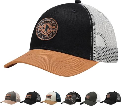 Bigfoot Hat with Leather Sasquatch Baseball Cap for Men Boy Gifts for Dad Hats Sports Trucker Caps in Kuwait