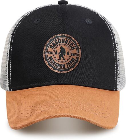 Bigfoot Hat with Leather Sasquatch Baseball Cap for Men Boy Gifts for Dad Hats Sports Trucker Caps in Kuwait