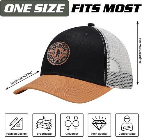 Bigfoot Hat with Leather Sasquatch Baseball Cap for Men Boy Gifts for Dad Hats Sports Trucker Caps in Kuwait