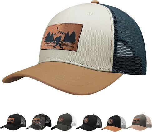 Bigfoot Hat with Leather Sasquatch Baseball Cap for Men Boy Gifts for Dad Hats Sports Trucker Caps in Kuwait