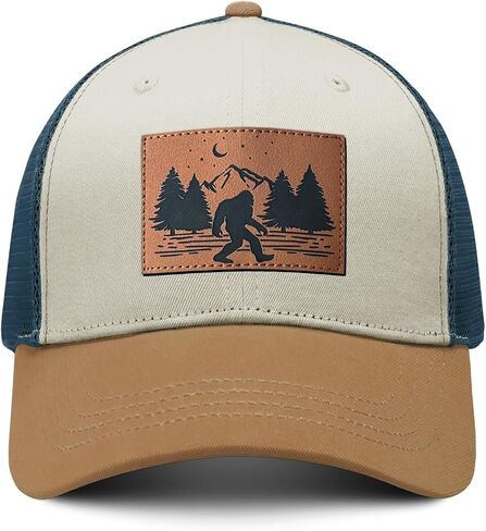 Bigfoot Hat with Leather Sasquatch Baseball Cap for Men Boy Gifts for Dad Hats Sports Trucker Caps in Kuwait