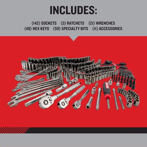 مجموعة أدوات ميكانيكا Craftsman Overdrive 284 قطعة ، مجموعة SAE/Metric القياسية ، مع علبة صلبة (CMMT99284) in Saudi Arabia