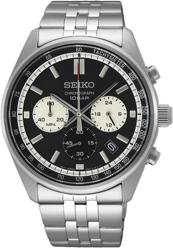 Seiko SSB429 أساسيات الرجال - Dial أسود الفولاذ المقاوم للصدأ شريط 100 متر مقاوم للماء in Saudi Arabia