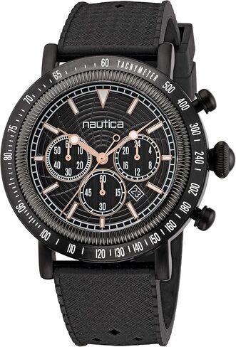 Nautica Men's Spettacolare Reissue Black Silicone Strap Watch (Model: NAPSPF202) in Saudi Arabia