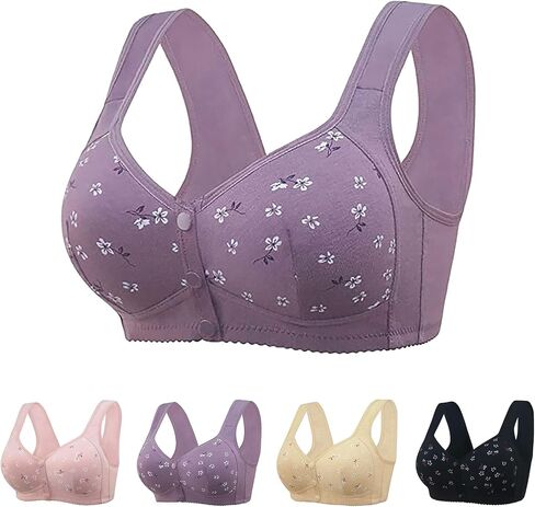 Daisy Bras للنساء الأكبر سناً الإغلاق الأمامي للقطن مريح صدرية بالإضافة إلى الحجم الأمامي الصدرية in Kuwait