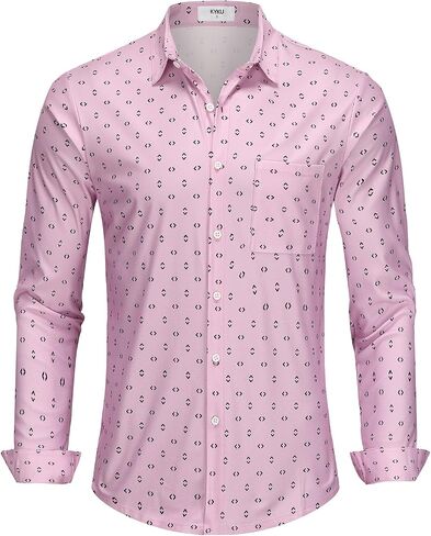 KYKU Mens Long Sleeve Shirt: Fashion Button Down Casual Shirts for Men with Pocket in Saudi Arabia