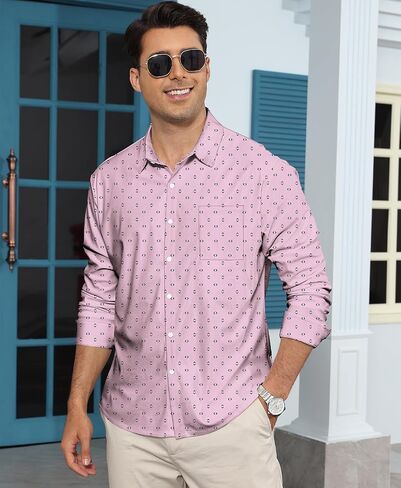 KYKU Mens Long Sleeve Shirt: Fashion Button Down Casual Shirts for Men with Pocket in Saudi Arabia