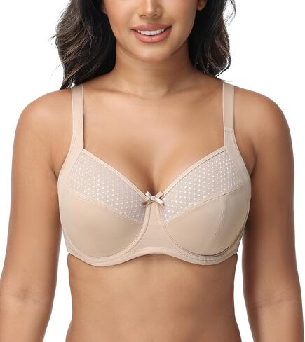 Women's Everyday Bra Underwire Lace Unpadded Push Up Bra Full Coverage for Plus Size Big Bust in Saudi Arabia