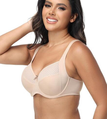 Women's Everyday Bra Underwire Lace Unpadded Push Up Bra Full Coverage for Plus Size Big Bust in Saudi Arabia