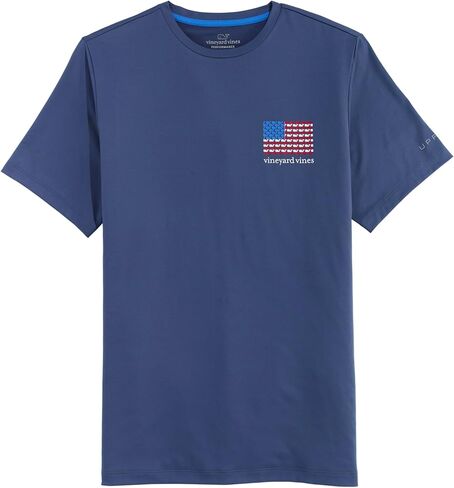Vineyard Vines Men's Micro Whale Flag Micro Sleeve Harbour Performance Tee in Kuwait