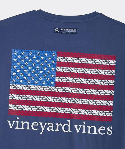 Vineyard Vines Men's Micro Whale Flag Micro Sleeve Harbour Performance Tee in Kuwait