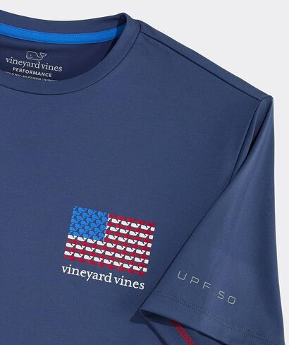 Vineyard Vines Men's Micro Whale Flag Micro Sleeve Harbour Performance Tee in Kuwait