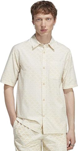adidas Originals Monogram All Over Print Short Sleeve Woven Sand Strata LG in Saudi Arabia