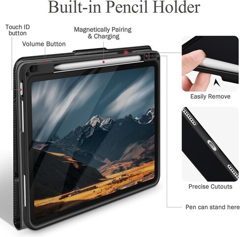 حافظة auaua لجهاز iPad Air 11 بوصة M2 2024/iPad Air الجيل الخامس/الرابع (2022/2020)، مع حامل قلم رصاص وجيب، زاوية كتابة متعددة الوقوف وإغلاق مغناطيسي للنوم/الاستيقاظ التلقائي (أزرق) in Kuwait