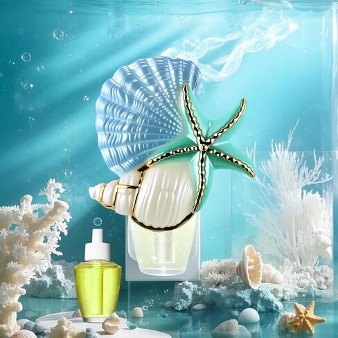 توصيل عطر الجدران مع ضوء الليل متوافق مع الحمام والجسم العطر زهرة الجدار ، قابس ناشر الزيت الأساسي على النمط البحري مع تصميم دوار (قشرة النجوم الكشفية) in Kuwait