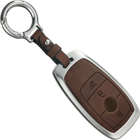Leather Key Fob Cover with 3 Button Compatible for Mercedes Benz 2019-2023 C, E Class，2017-2023 GLS, GLB, G Class, 2020-2023 GLC, 2020-2025 GLE, AMG, 2016-2023 CLS, 2017-2022 S Class, CL in Saudi Arabia