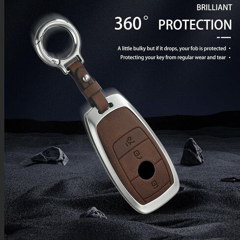 Leather Key Fob Cover with 3 Button Compatible for Mercedes Benz 2019-2023 C, E Class，2017-2023 GLS, GLB, G Class, 2020-2023 GLC, 2020-2025 GLE, AMG, 2016-2023 CLS, 2017-2022 S Class, CL in Saudi Arabia