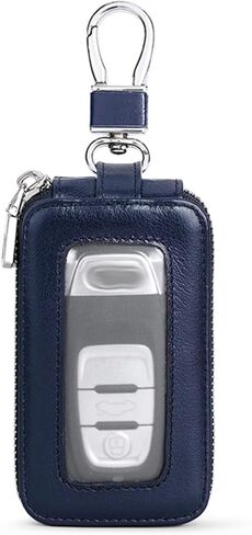 1 PC Car Remote Control Zipper Key Bag, Metal + PU Leather Key Storage Bag Pendant, for Most Cars (Black) in Kuwait
